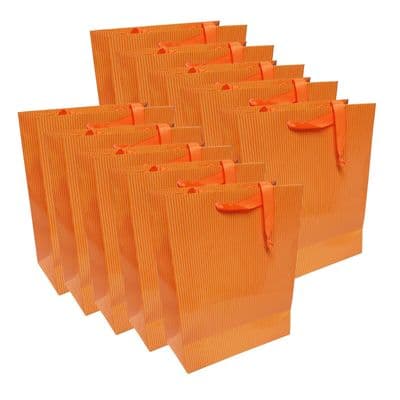 10 x LARGE ORANGE STRIPED GIFT BAG birthday present christmas