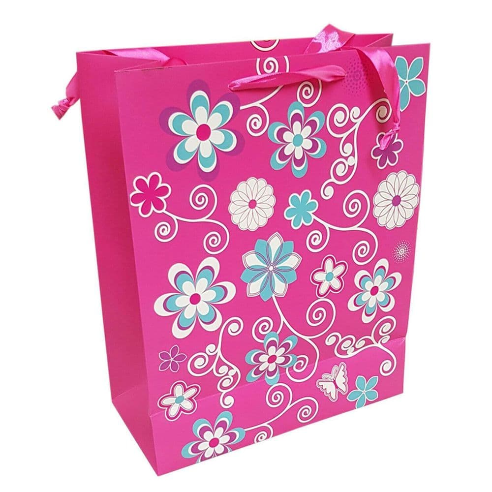 10 x LARGE PINK AND BLUE FLOWED GIFT BAG birthday present christmas