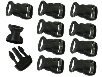 10 x PLASTIC SIDE RELEASE BUCKLES for WEBBING camping tent caravan
