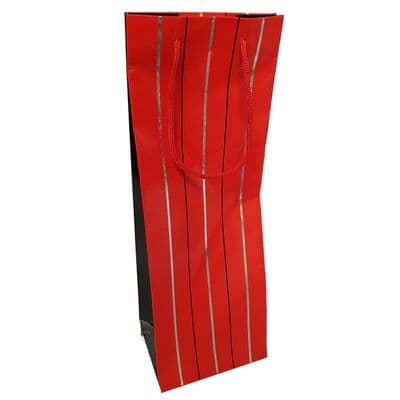 10 x RED BOTTLE BAG WITH SILVER STRIPE birthday present christmas drink