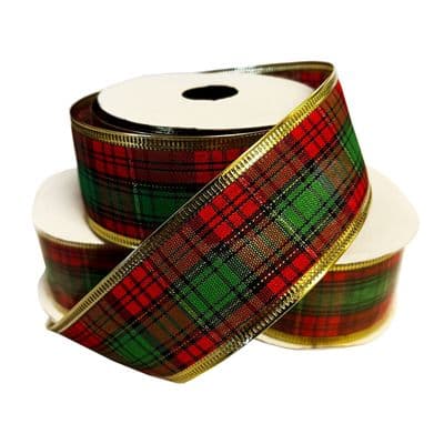 10 x TARTAN CHRISTMAS RIBBON WIRED EDGE 2.7m each present birthday gift craft