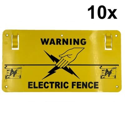 10 x Warning Electric Fence Sign Printed both sides equestrian farm agricultural