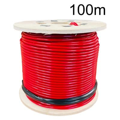 100 metres 1.8mm GALVANISED 7 x 7 WIRE ROPE RED PVC COATED to 3mm marine boat