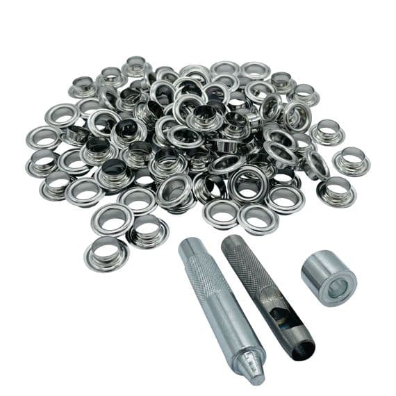 100 pcs 10mm Steel Grommet Eyelet kit with installation tools tarpaulin leather