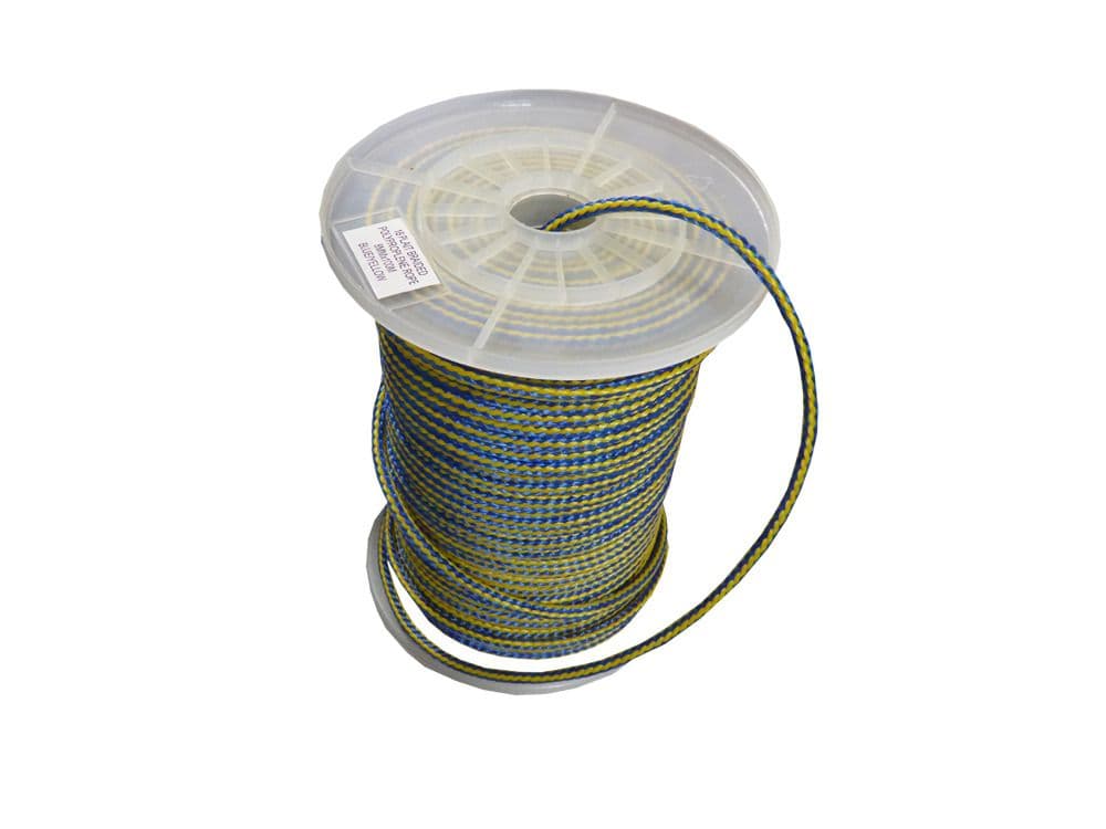 100M Blue&Yellow 16 Plait Single Braided PolyPropylene Rope 8mm Dia