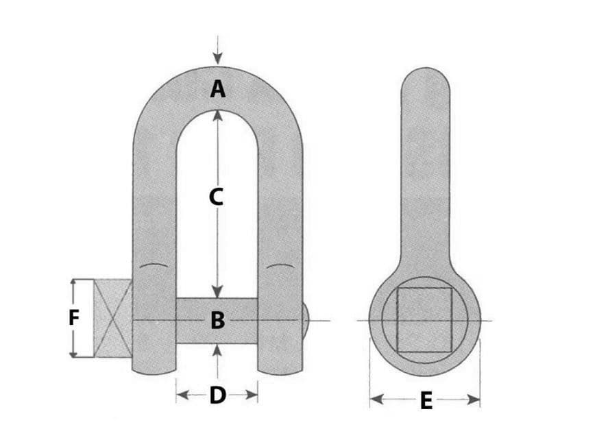 10mm STAINLESS STEEL MARINE DEE SHACKLE SQUARE HEAD yacht boat deck rigging