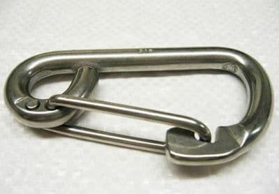 10mm STAINLESS STEEL MARINE FORMED EYE CARBINE HOOK with SAFETY CATCH rope boat