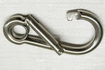 10mm STAINLESS STEEL MARINE WIDE OPENING CARBINE HOOK + EYELET rope boat yacht