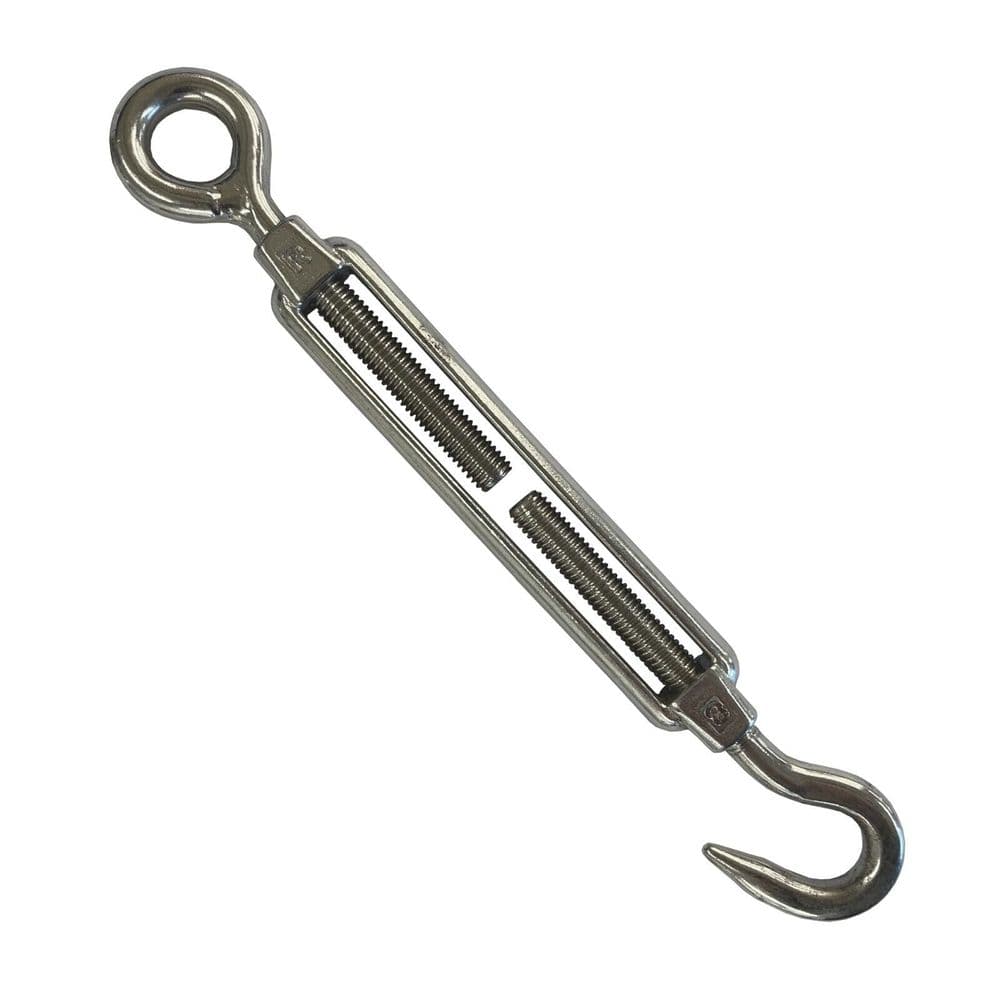 10mm STAINLESS STEEL OPEN BODY TURNBUCKLE HOOK and EYE marine boat