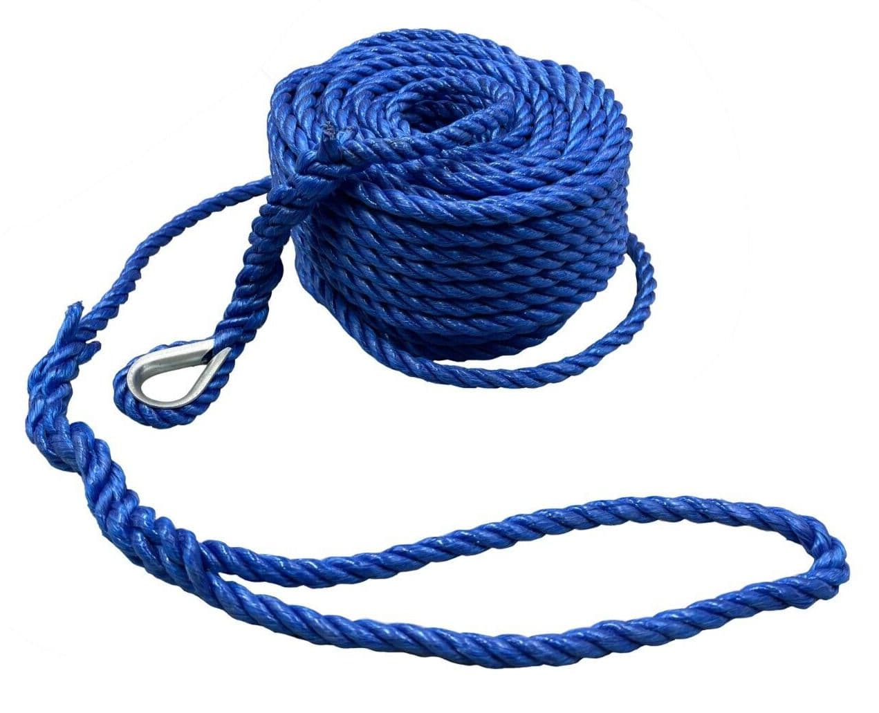 Stream Line Rope 10mm x 100ft PP Anchor Mooring Line Rope with Thimble & Soft Eye chain ...