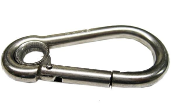 10mm x 100mm STAINLESS STEEL MARINE CARBINE HOOK with EYELET rope boat ...