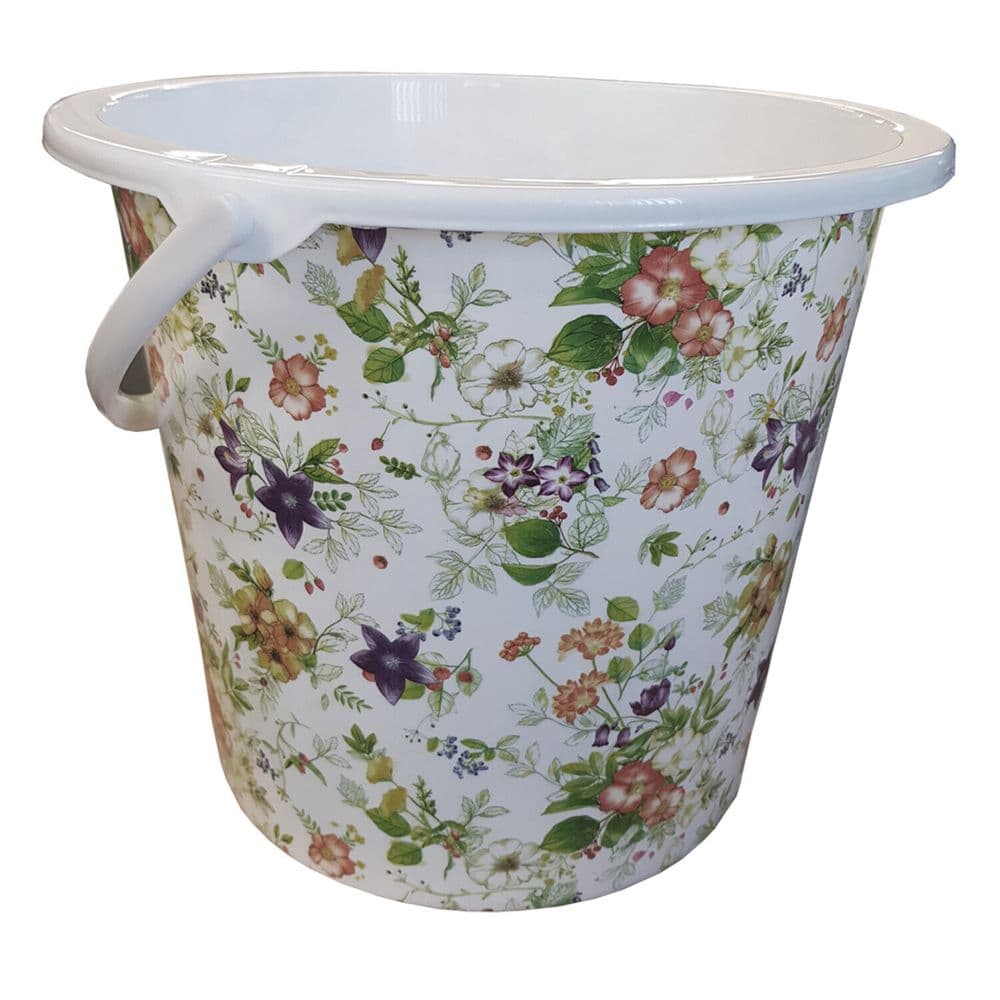 11 Litre PRINTED FLOWER BUCKET WITH HANDLE kitchen caravan motorhome