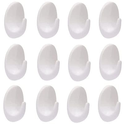 12 x Self Adhesive Hooks Wall Hanger Multi Purpose Sticky Coat Key Bathroom