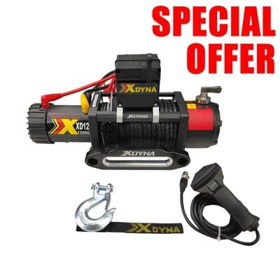 12000lbs High Speed  12v ELECTRIC RECOVERY WINCH (138:1 x 8.9hp) SYNTHETHIC ROPE