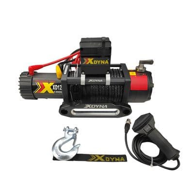 12000lbs x 12v 'HIGH SPEED' ELECTRIC WINCH (138:1 x 8.9hp) 28m SYNTHETHIC ROPE