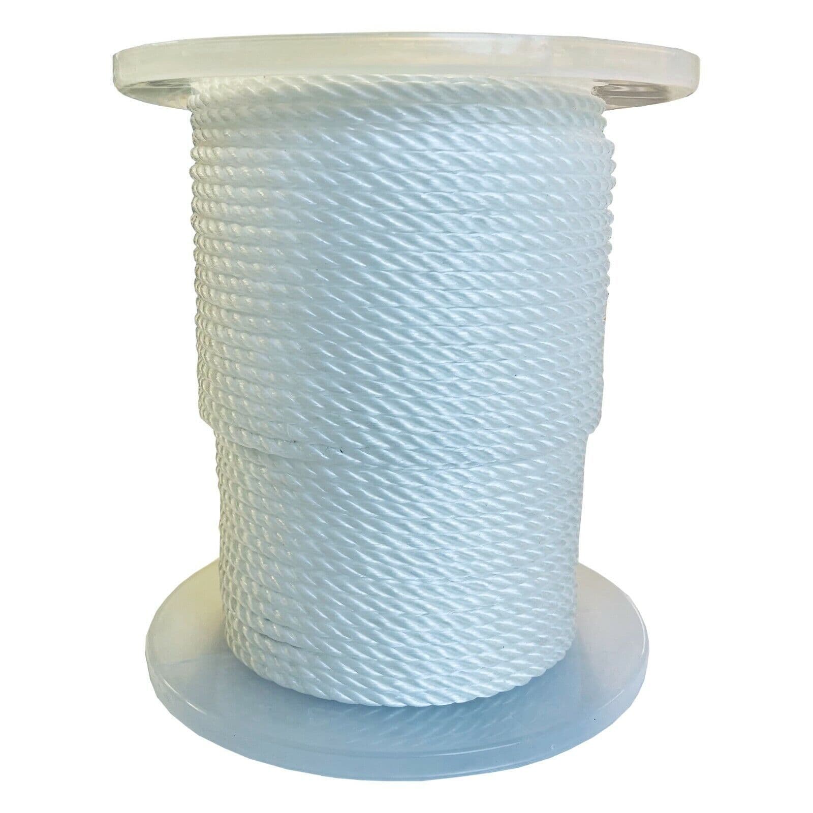 White Poly Rope 125 metres 6mm WHITE POLYPROPYLENE ROPE marine boat trailer mooring ...