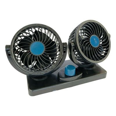 12v DOUBLE HEAD TWIN CAR FAN 3 Speed adjustable caravan motorhome boat