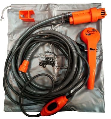 12v ELECTRIC PORTABLE CAMPING SHOWER With STORAGE BAG Boat Caravan Car Hiking