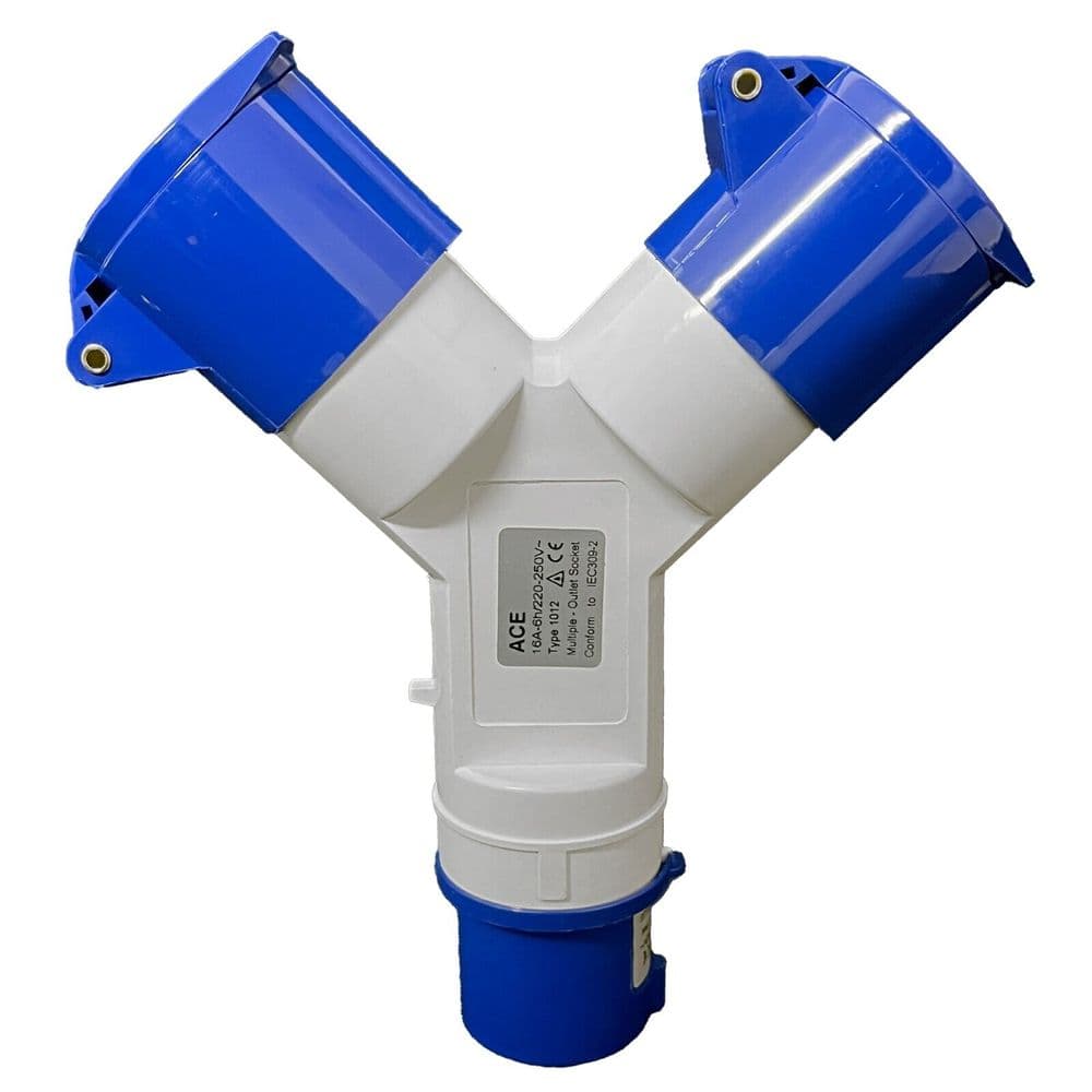 16 amp 2 Way Splitter Mains Electric Hook Up Adaptor 240V Motorhome