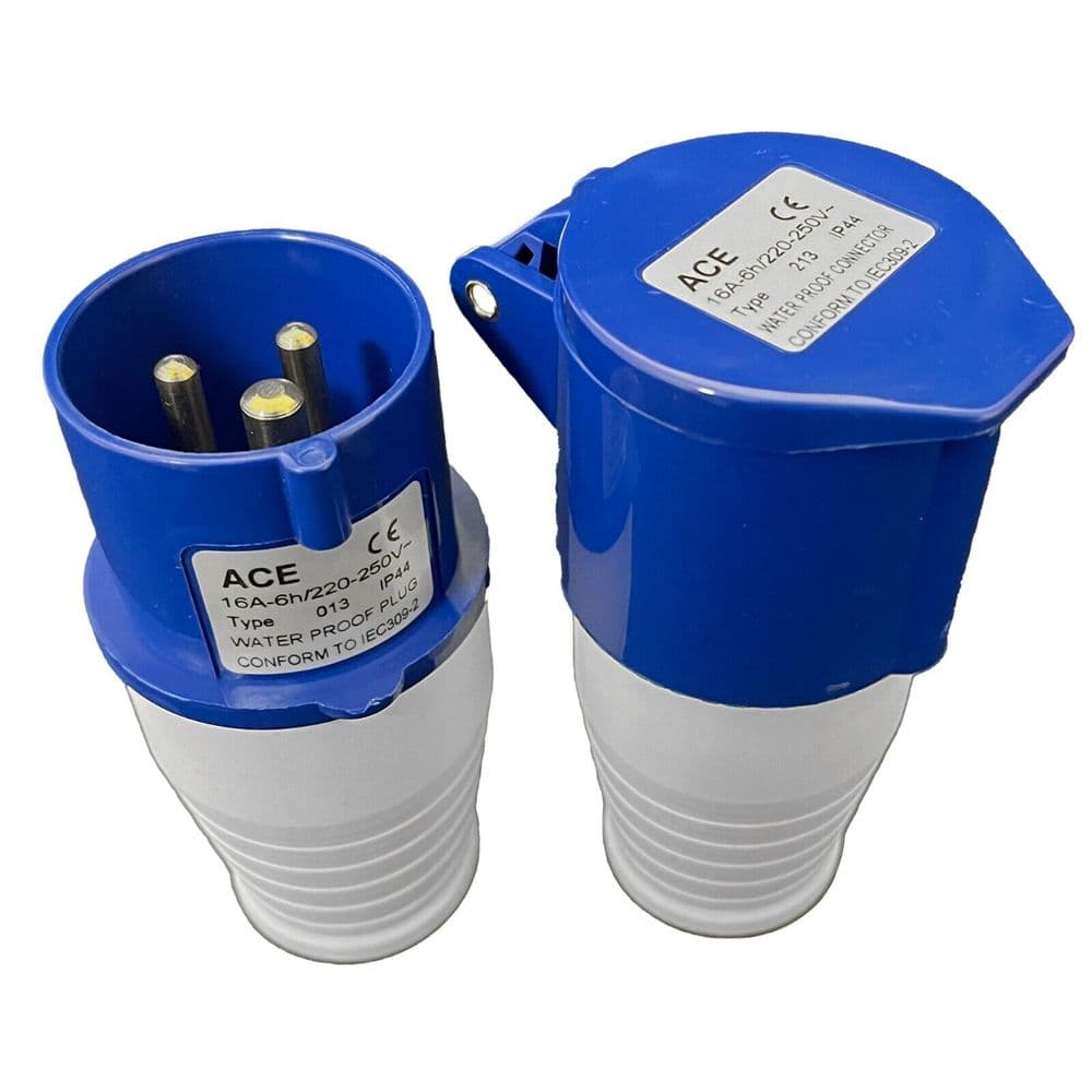 16 amp Plug and Socket Mains Electric Hook Up 240V Motorhome Caravan Camper