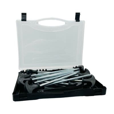 16 x Bivvy pegs in carry 1case (JS-01A) fishing camping awning caravan motorhome