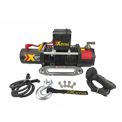 17000lbs x 12v ELECTRIC WINCH (246:1 x 6.6hp) 28m SYNTHETIC ROPE recovery 4 x 4
