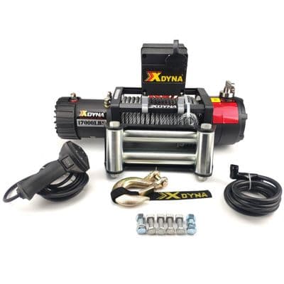 17000lbs x 24v ELECTRIC WINCH (246:1 x 6.6hp) 28 metre WIRE ROPE 4 x 4 recovery
