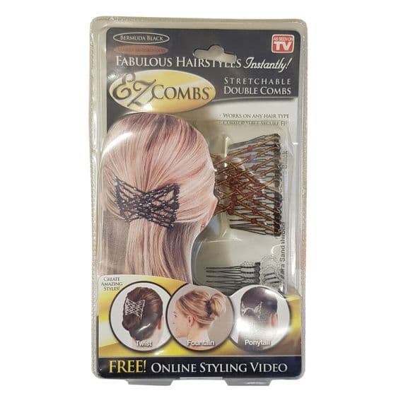 2 PACKS x EZ COMBS WHITE and BROWN HAIRSTYLE GRIPS hair gripper