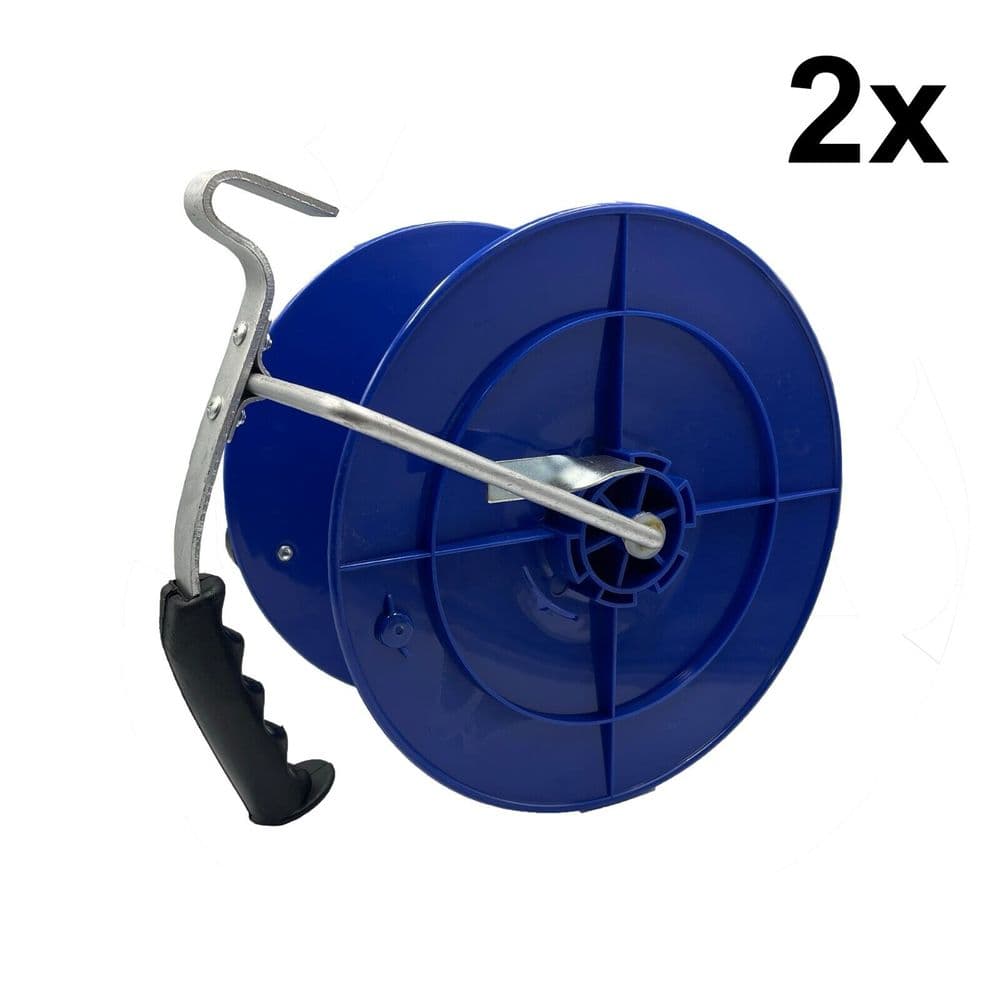 2 x 1 1 Geared Reel Electric Fencing Tape and Wire Handheld Mounted ...