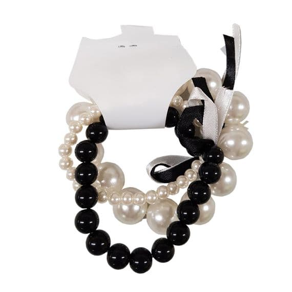 2 x 1920's STYLED BLACK and WHITE BRACELETS fashion jewellery bracelet