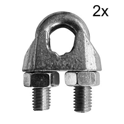 2 x 50mm GALVANISED COMMERCIAL WIRE ROPE GRIP rigging sling