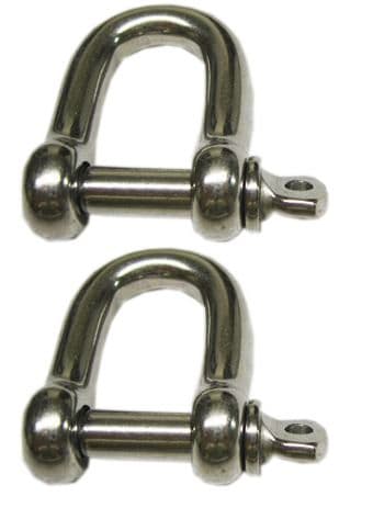 2 x 5mm STAINLESS STEEL MARINE DEE SHACKLES yacht boat deck rigging ...