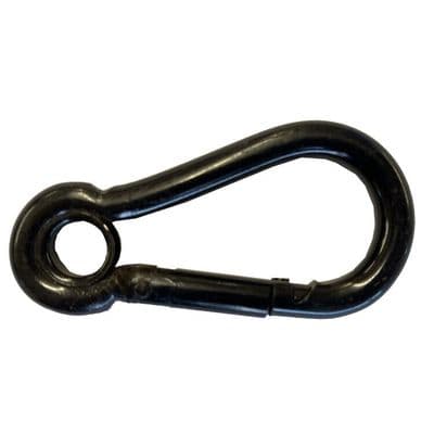 2 x 6mm BLACK PLATED CARBINE HOOK with EYE theatre rigging chain spring snap