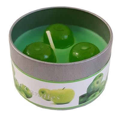 2 x APPLE WAX SCENTED CANDLES in TIN christmas party candle