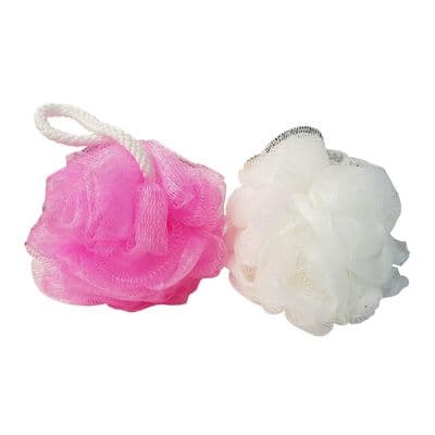 2 x BATH SCRUNCHIE body puff scrubs exfoliating shower sponge wash cleansing
