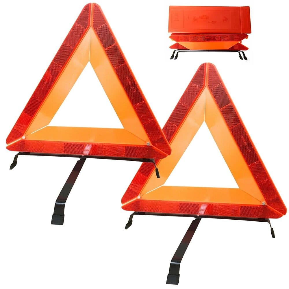 EIDRAN Car Emergency Breakdown Warning Triangle – Red Reflective, ABS Plastic & Metal, Hazard Road Safety Set