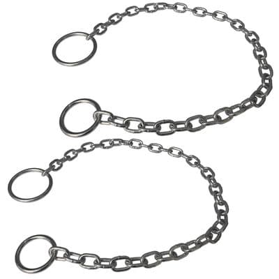 2 x Canal Mooring Chains with Rings Galvanised Narrow Boat Tie Ring 1 metre