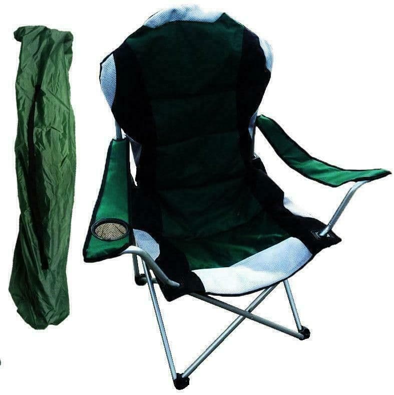 2 x FOLDING DELUXE PADDED LARGE CAMPING LEISURE CHAIRS & BAG fishing boat
