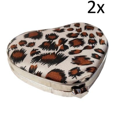 2 x HEART MAKE UP FOLDING COSMETIC MIRRORS PORTABLE travel mirror