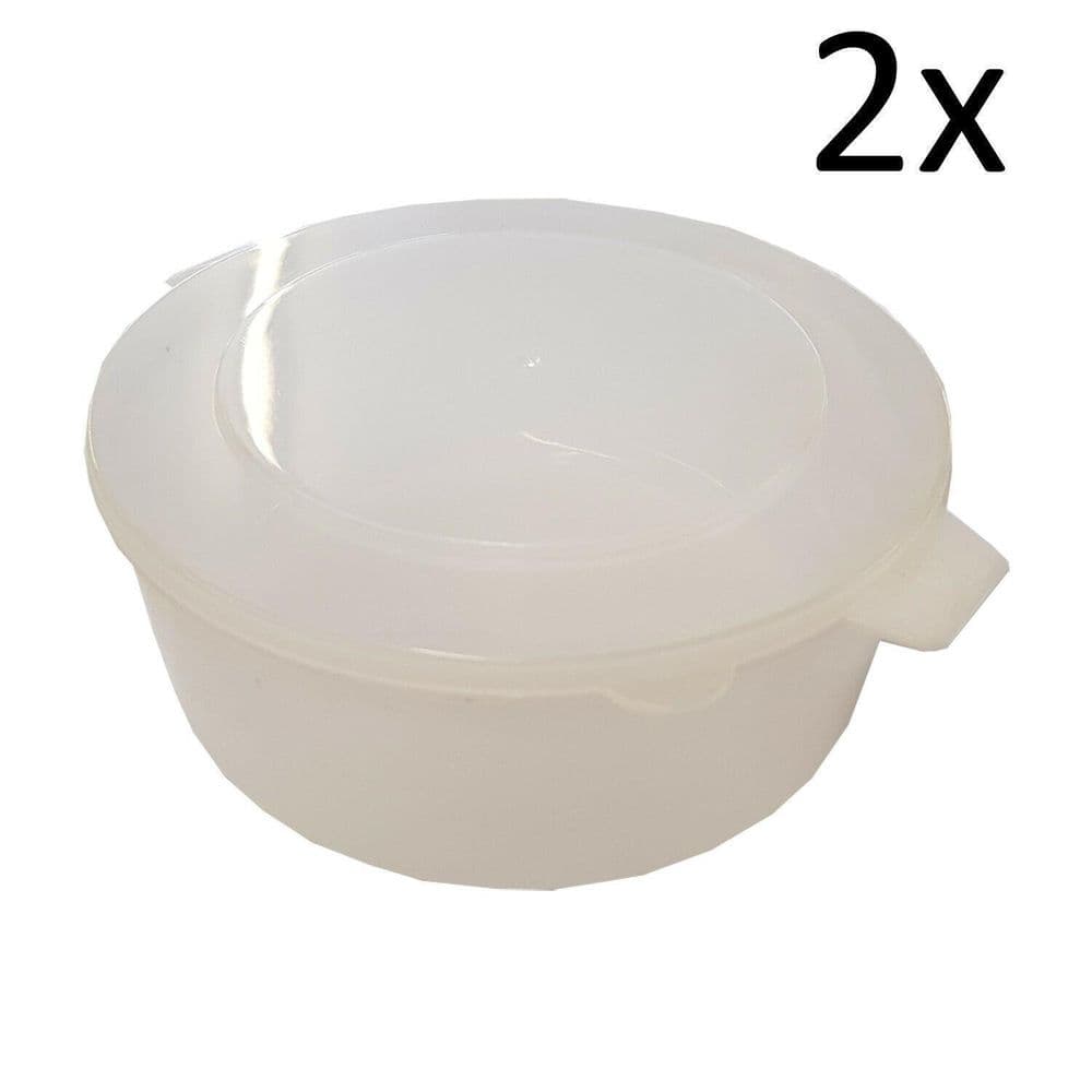 2 x MICROWAVE SAUCEPAN with LID 16cm dia x 8cm high pot dish pan