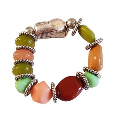 2 x MULTI-COLOURED STONE / PEBBLE BRACELETS fashion jewellery bracelet