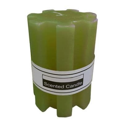 2 x PILLAR SCENTED CANDLES WAX GREEN SHAPED LEMONGRASS wick christmas home