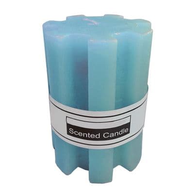 2 x PILLAR SCENTED CANDLES WAX WAX BLUE SHAPED OCEAN BREEZE wick christmas home