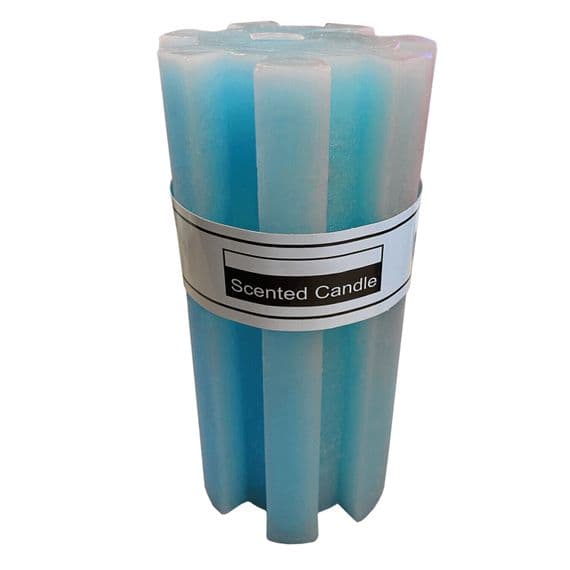 2 x PILLAR WAX SCENTED CANDLES BLUE SHAPED OCEAN BREEZE wick christmas home