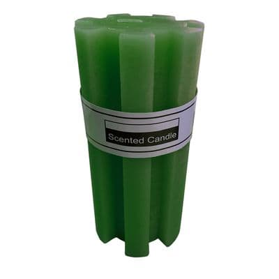 2 x PILLAR WAX SCENTED CANDLES GREEN SHAPED LEMONGRASS large wick christmas home