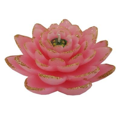 2 x PINK ROSE WAX CANDLE with GLITTER christmas party candles