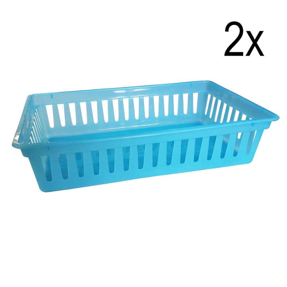 2 x PLASTIC STORAGE BASKETS ORGANISER office kitchen fruit paper documents