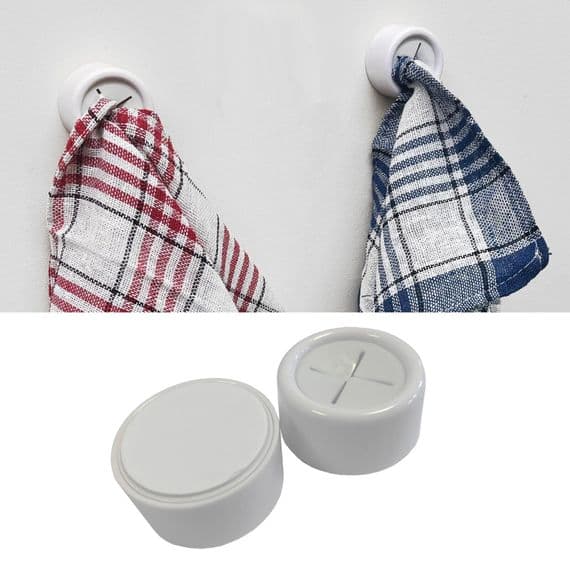 2 x Push in Tea Towel Cloth Holder Hanger Grip Self Adhesive Kitchen Bathroom