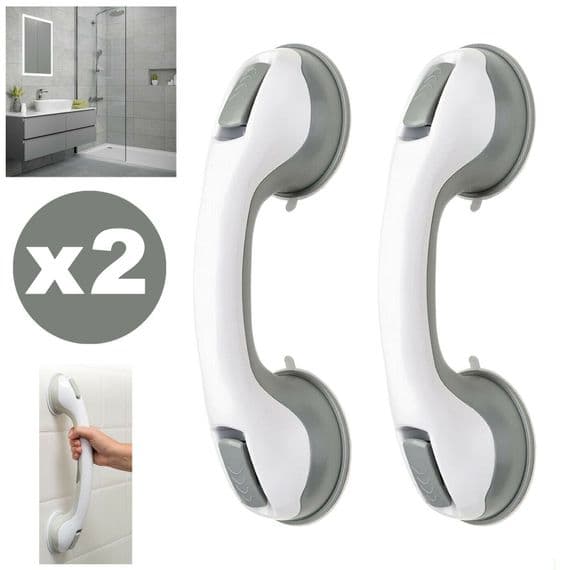 2 x Safety Support Hand Rail Handles Bar Suction Grip Bathroom Shower Bath Aid