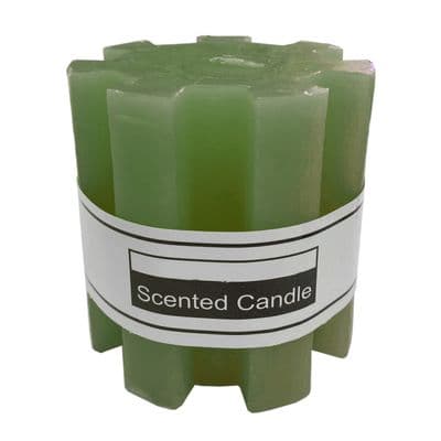 2 x SCENTED PILLAR CANDLES WAX GREEN SHAPED LEMONGRASS wick christmas home